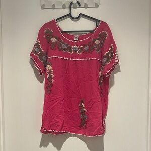 Raj Pink Floral Embroidered Blouse